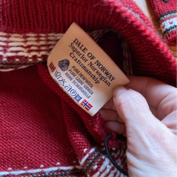 Vintage Dale of Norway Sport Solferino Wool Sweater Red Cross Zip Nordic Ski Vtg - Picture 10 of 12